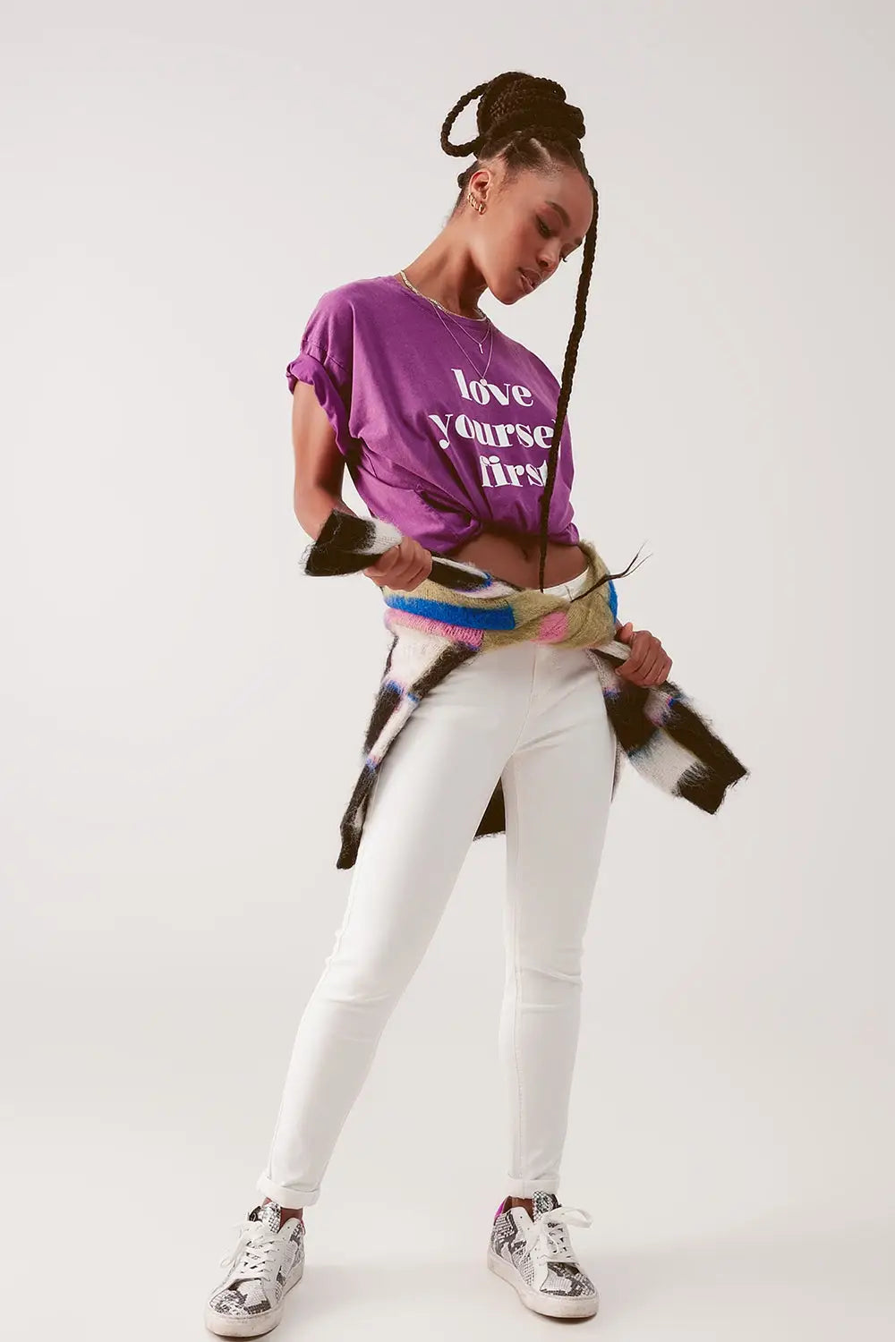 High waisted skinny jeans in cream - Jeans