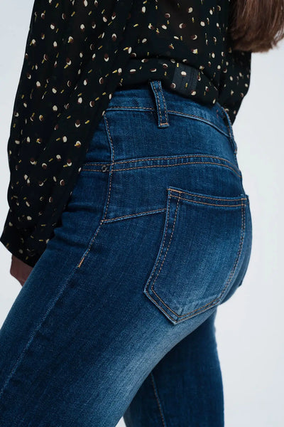 high waisted skinny jeans in dark stonewash blue - Jeans