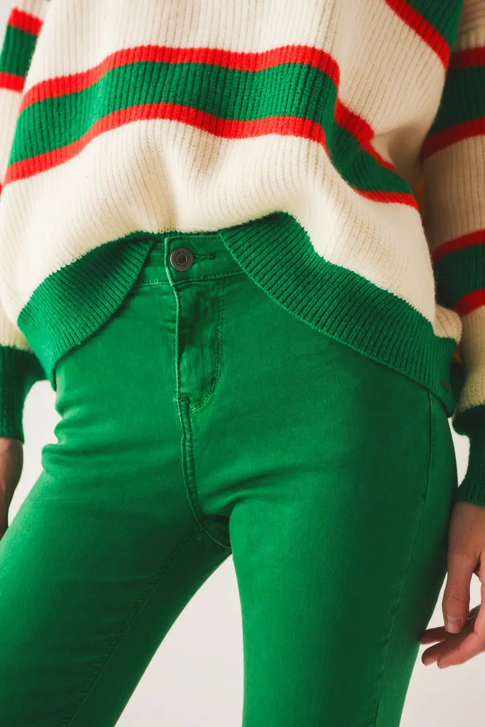 High waisted skinny jeans in green - Jeans