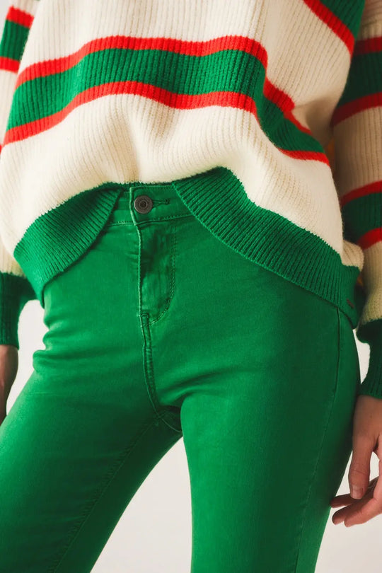 High waisted skinny jeans in green - Jeans