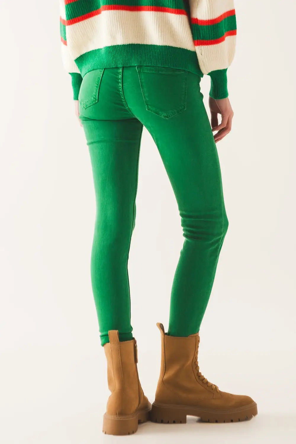 High waisted skinny jeans in green - Jeans