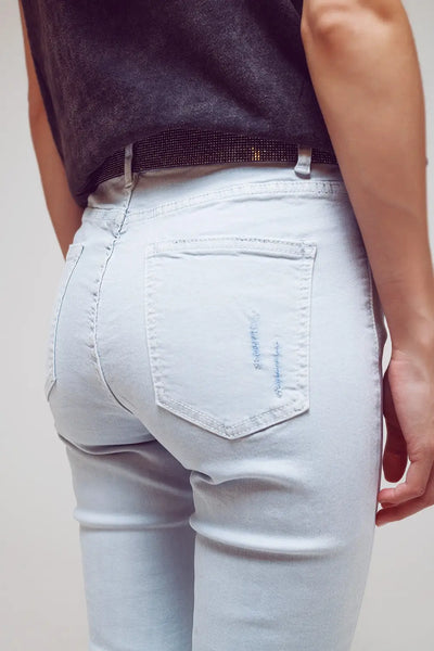 High waisted skinny jeans in Light blue - Jeans