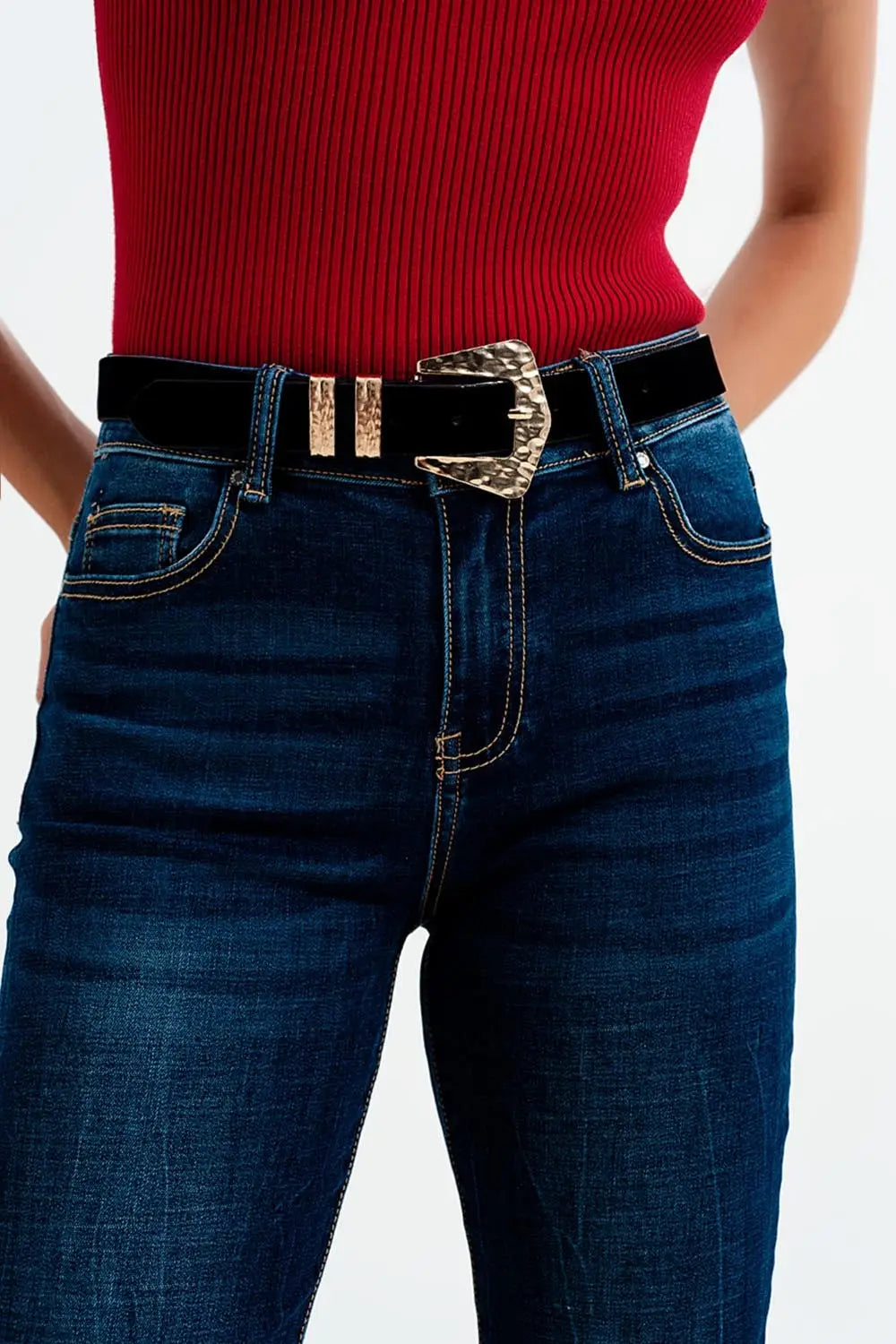 high waisted skinny jeans in mid blue wash - Jeans