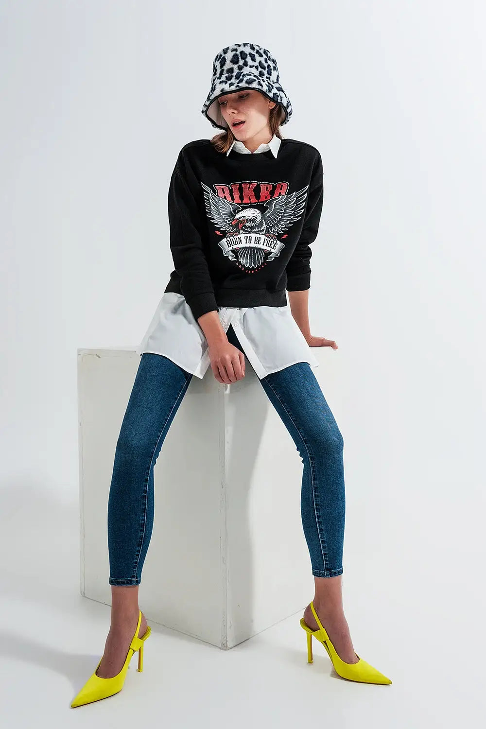 High waisted skinny jeans in mid blue - Jeans