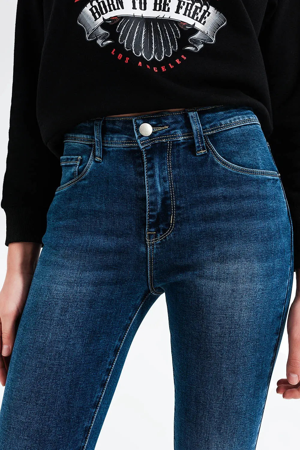 High waisted skinny jeans in mid blue - Jeans