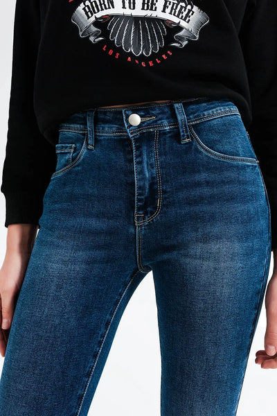 High waisted skinny jeans in mid blue - Jeans