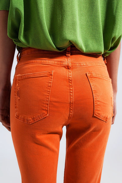 High waisted skinny jeans in orange