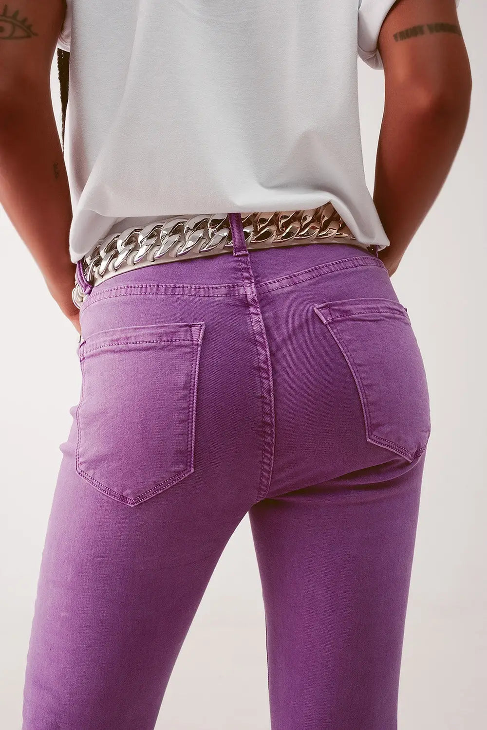 High waisted skinny jeans in purple - Jeans