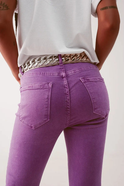 High waisted skinny jeans in purple - Jeans