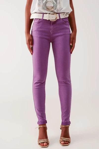 High waisted skinny jeans in purple - Jeans