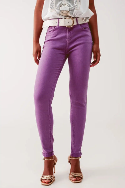 High waisted skinny jeans in purple - Jeans
