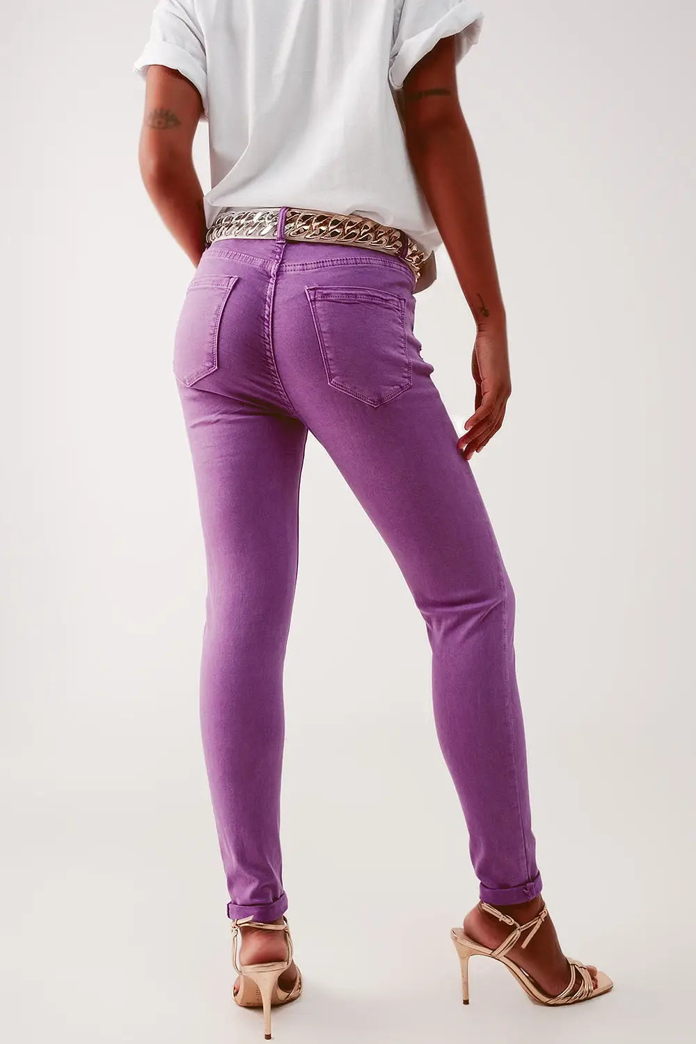 High waisted skinny jeans in purple - Jeans