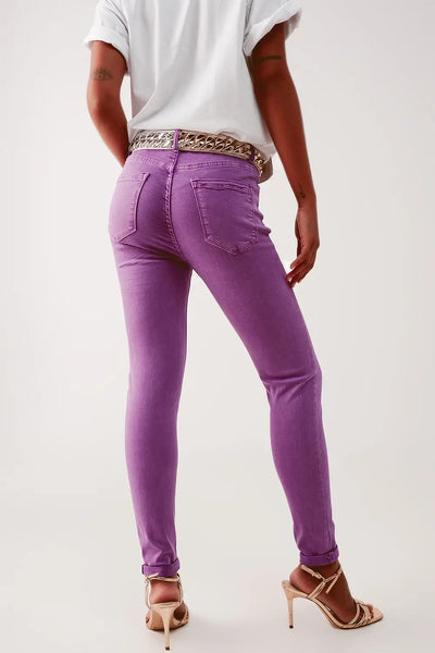High waisted skinny jeans in purple - Jeans