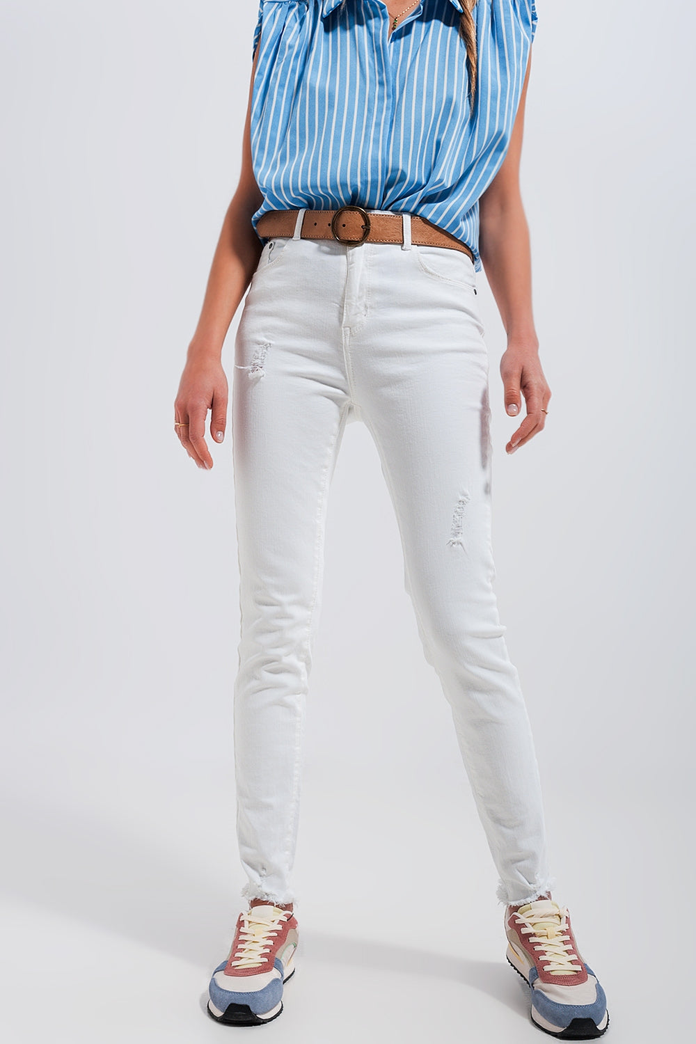 High waisted skinny jeans in white