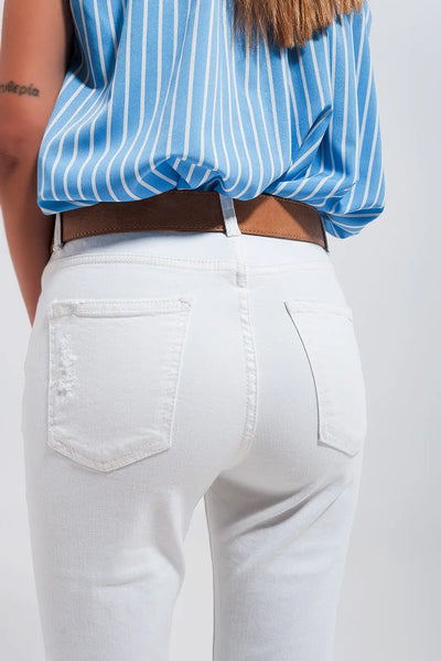 High waisted skinny jeans in white - Jeans