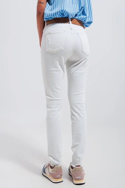 High waisted skinny jeans in white - Jeans