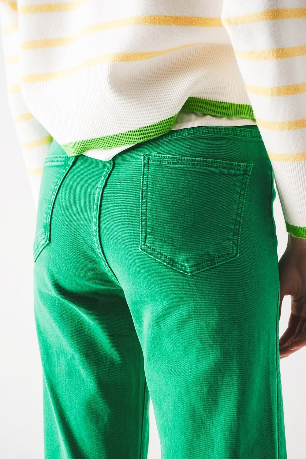 High waisted slouchy mom jeans in green