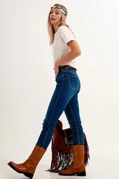 high waisted super skinny jeans in dark blue with high quality elastic - Jeans