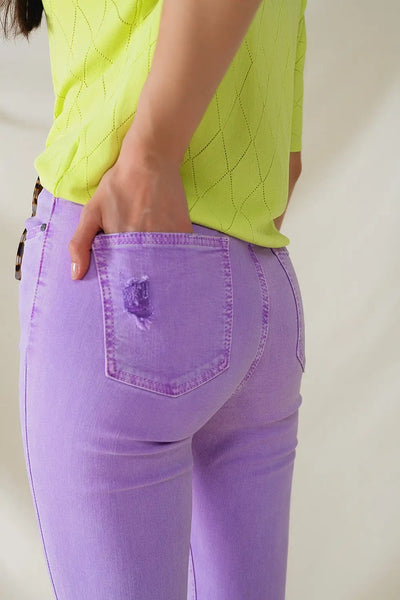 High Waisted super Skinny Jeans In Purple - Jeans