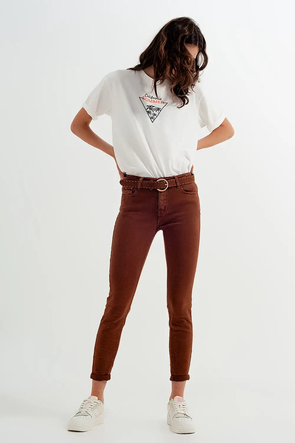 High waisted super skinny pants in camel - Jeans