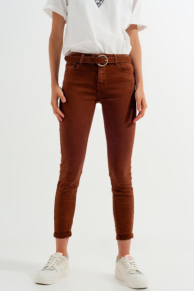 High waisted super skinny pants in camel