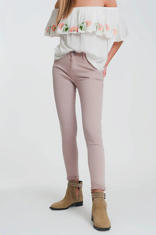 High waisted super skinny pants in pink - Jeans