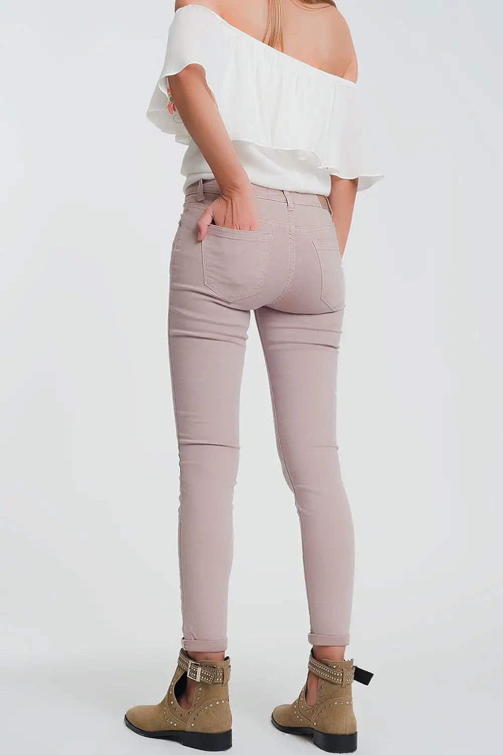 High waisted super skinny pants in pink - Jeans