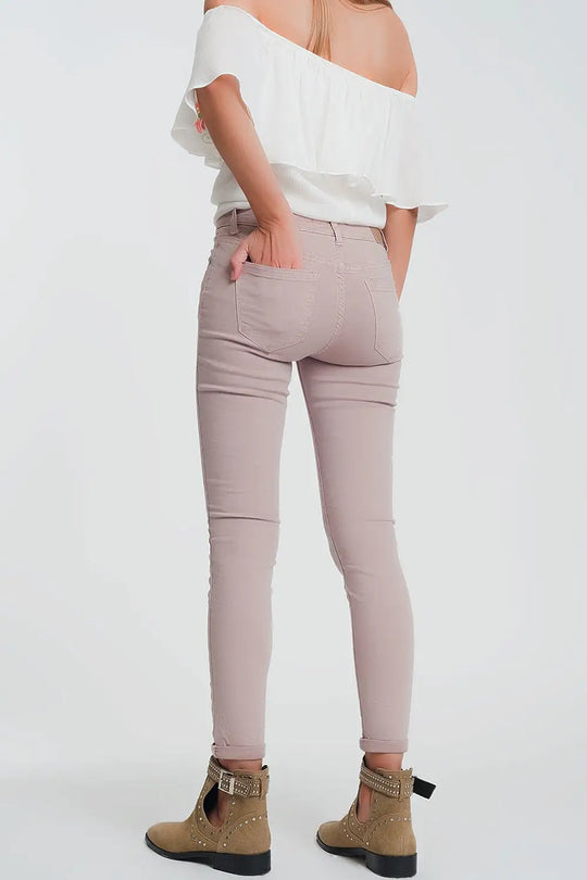 High waisted super skinny pants in pink - Jeans