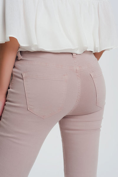 High waisted super skinny pants in pink