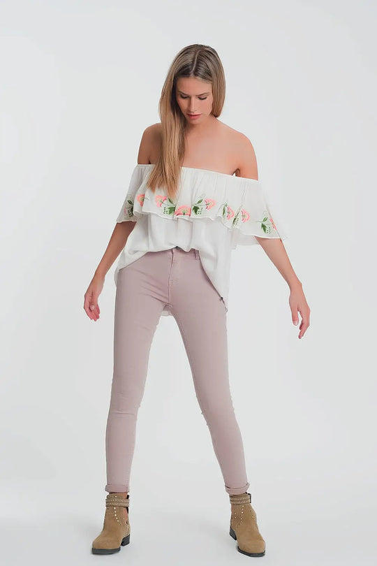 High waisted super skinny pants in pink - Jeans
