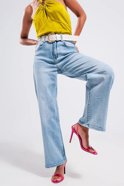 High wide leg jeans in light wash - Jeans