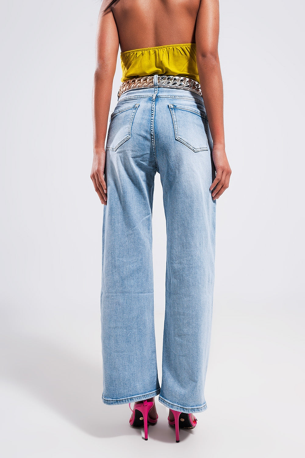 High wide leg jeans in light wash