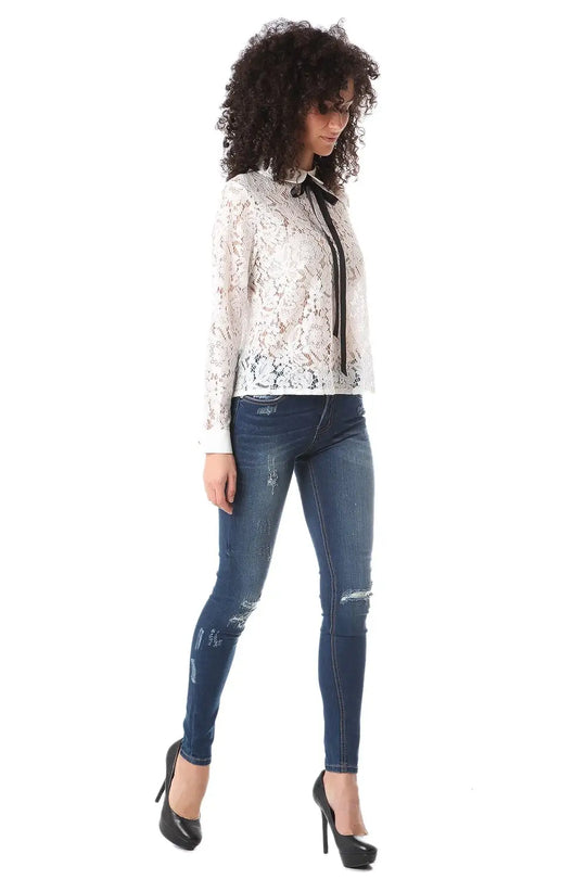 Highwaist skinny jean with distressed detailing - Jeans