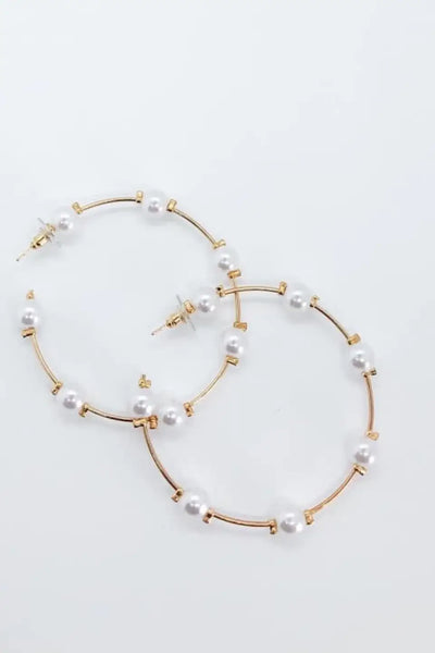 Gold Pearl Hoops - Jewelry