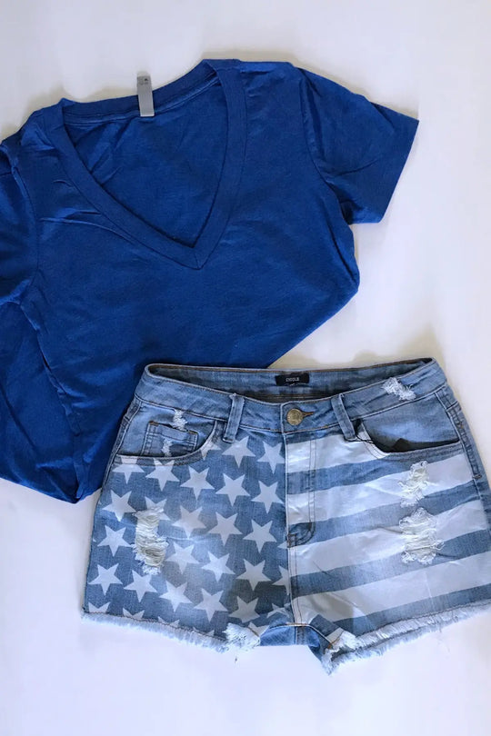 Stars and Stripes Jean Shorts - Melissa Jean Boutique