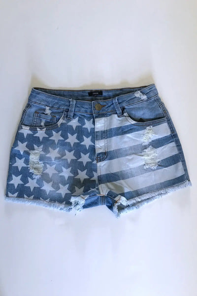Stars and Stripes Jean Shorts - Melissa Jean Boutique