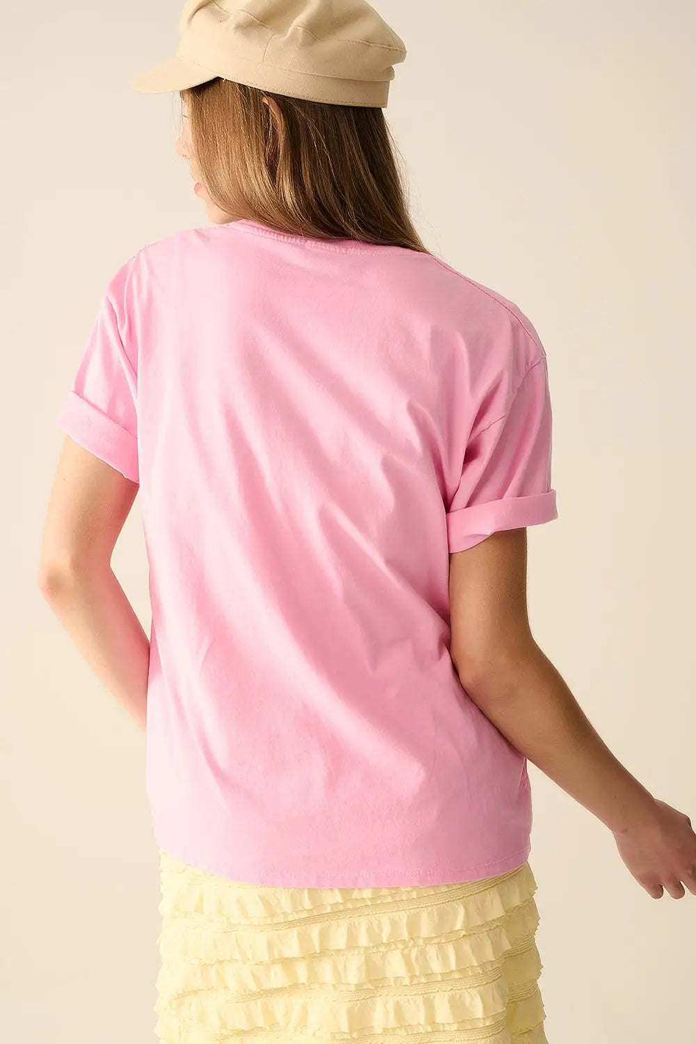 Italie La Dolce Vita T-shirt rose avec impression graphique - One Size / rose - Tops