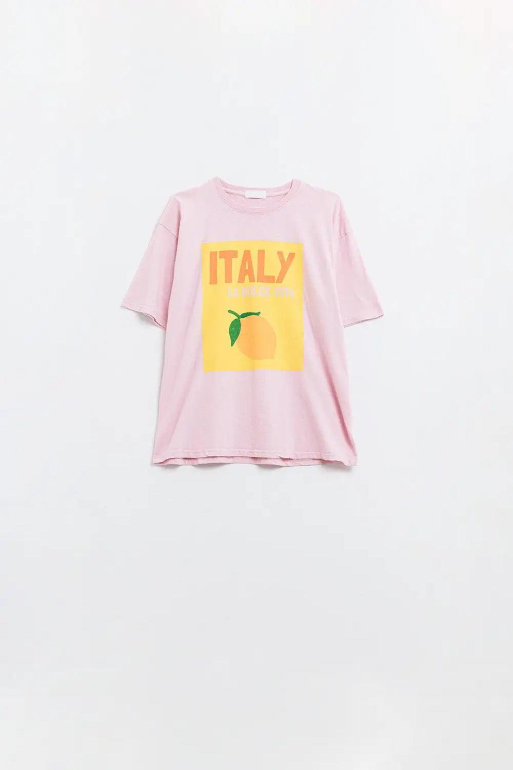 Italy La Dolce Vita Baby Pink T-shirt With Graphic Print - One Size / Pink - Tops