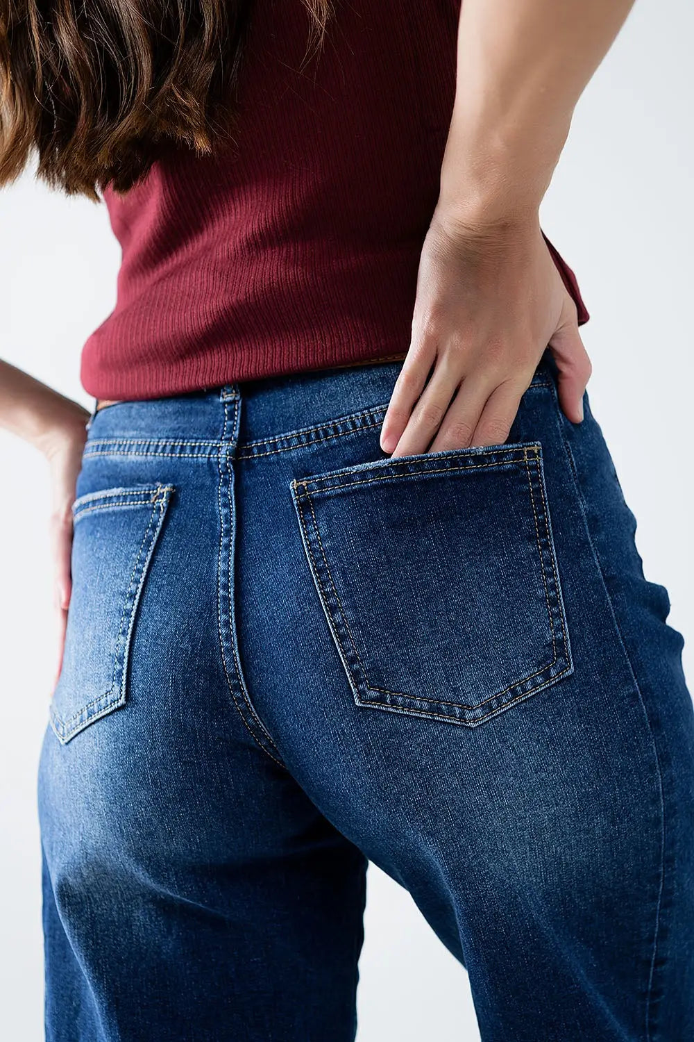 Jambe extra-large en denim lavé avec couture latérale - Pantalons