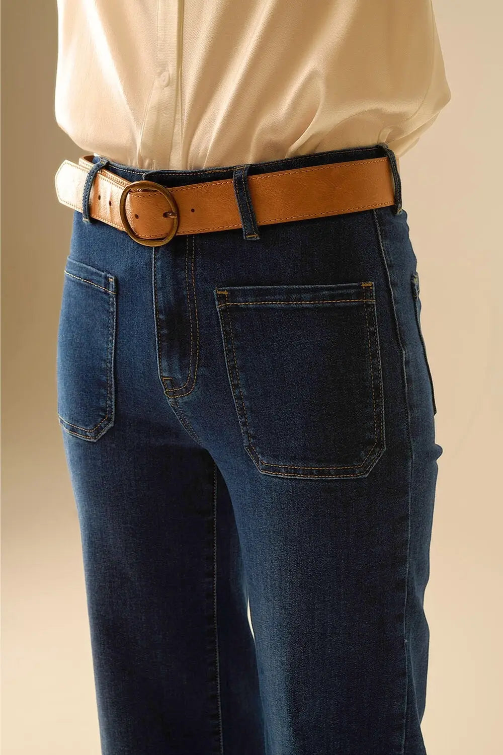 Jean à coupe large et poches en denim foncé - Pantalons