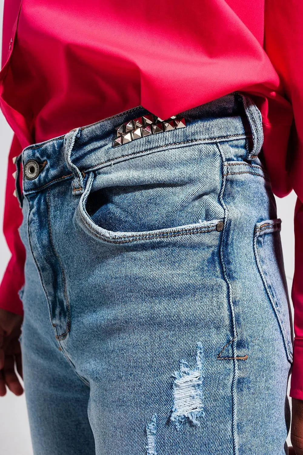 Jean à double déchirure Bleu clair - Pantalons