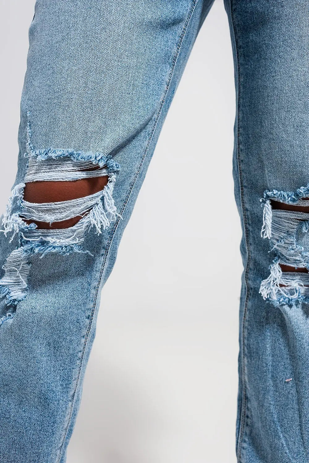 Jean à double déchirure Bleu clair - Pantalons