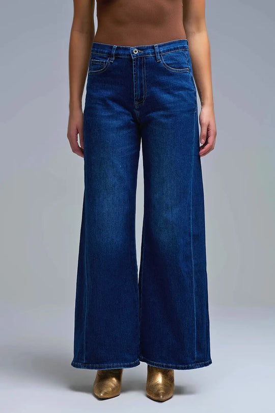 Jean à jambe extra-large délavé foncé - Pantalons