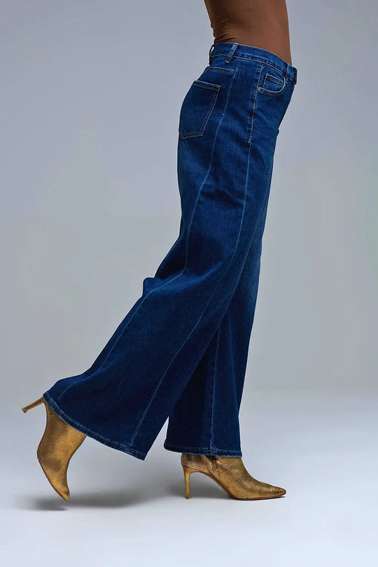 Q2 Jean à jambe extra-large délavé foncé