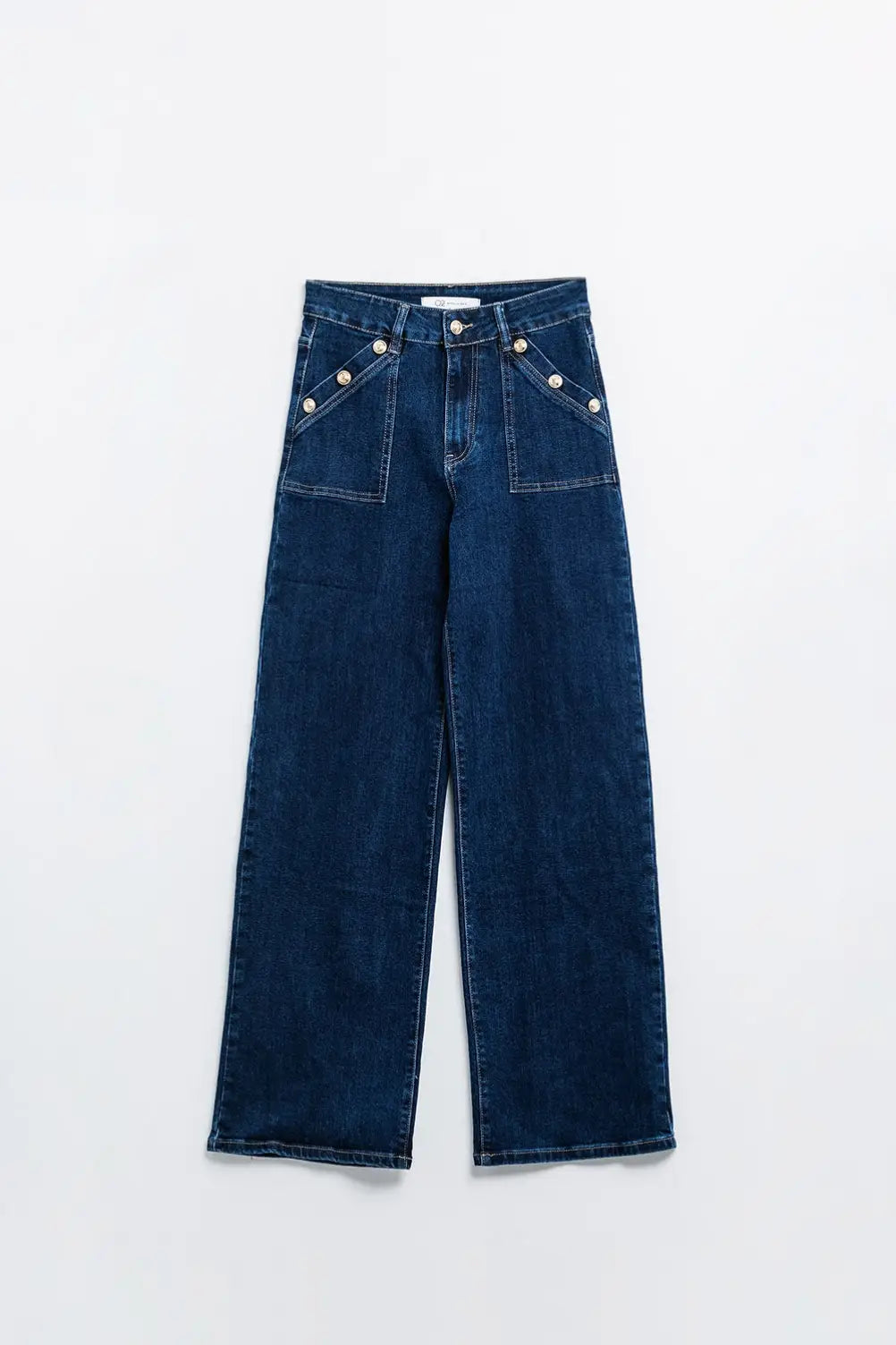 Jean à jambe large avec 3 boutons - Pantalons