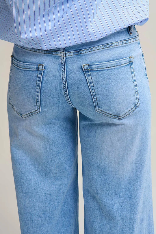 Jean à jambe large Light Wash en denim extensible - Pantalons