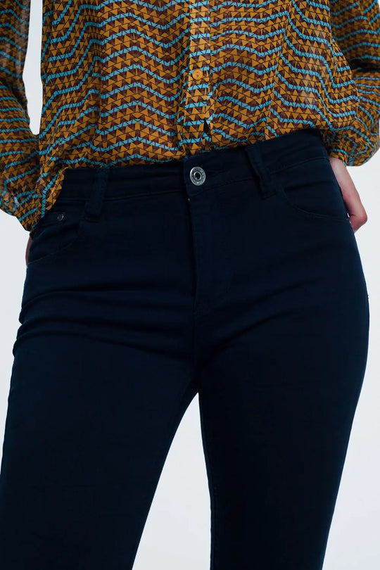 Jean à taille haute bleu marine - Pantalons