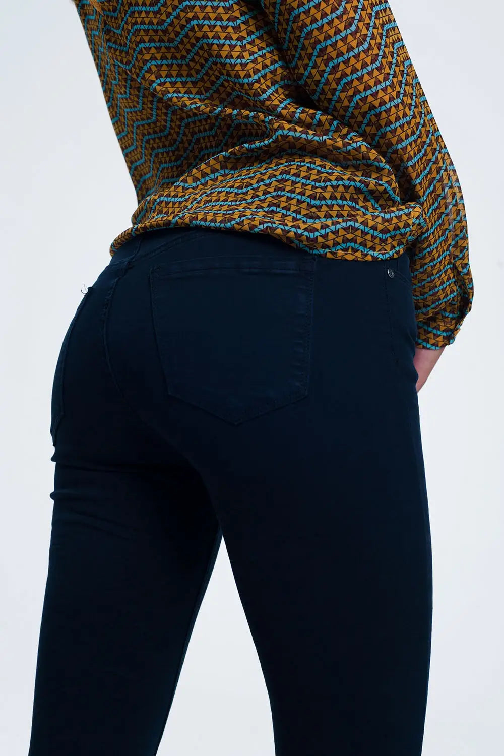 Jean à taille haute bleu marine - Pantalons