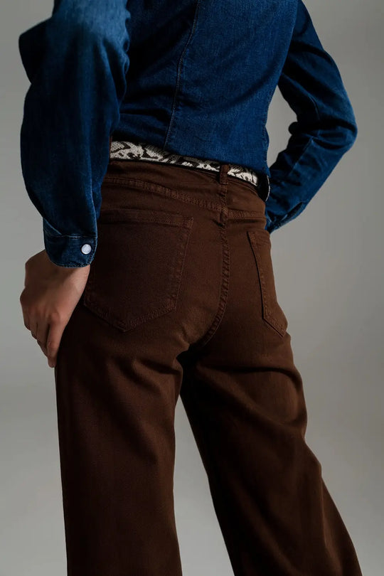 Jean ample court en marron - Pantalons