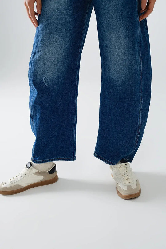 jean avec deux coutures latérales et effet ballon - Pantalons